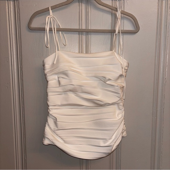 Cinq a Sept white ruched tube tank top XS - Picture 1 of 3